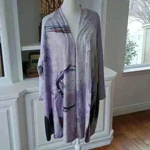 3 Potato Open Cardigan - Colors: Lavenders, Greens, Browns - Size: XL